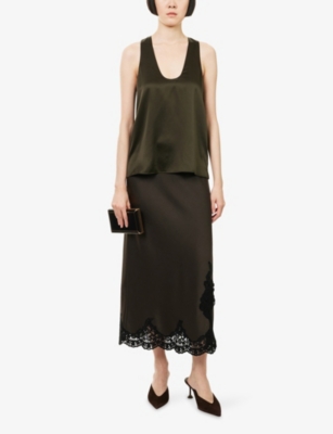 ME AND EM: Scoop-Neck Silk-Satin Tank Top