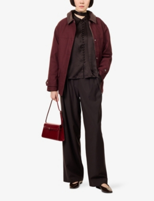 Me And Em Womens  Neck-tie Silk Shirt In Brown