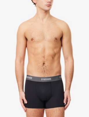 Gymshark Mens  Sports Tech Pack Of Three Jersey Boxer Briefs In Black