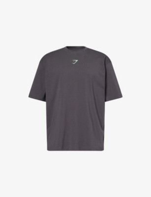 Gymshark Mens Gs Onyx Grey Power Brand-print Stretch-cotton T-shirt Xl In Gray