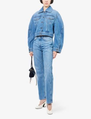 Givenchy Womens Medium Blue Cropped Denim Jacket In Multi