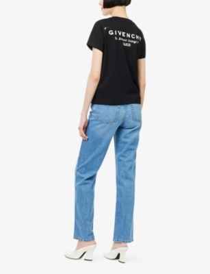 Givenchy Womens Black Logo-print Cotton-jersey T-shirt In Multi