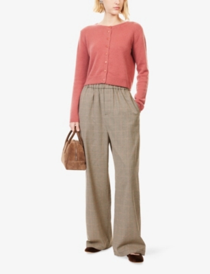 Reformation Womens Rosewood Clara Round-neck Cashmere Cardigan In Pink