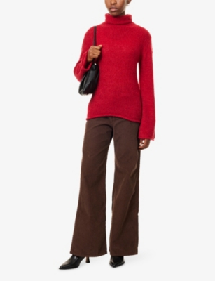 Reformation Womens Lipstick Grove Turtleneck Alpaca Wool-blend Jumper Xs In Red