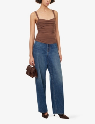 REFORMATION: Trish Ruched Fitted Stretch-Cotton Vest Top