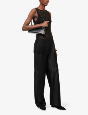 REFORMATION: Gabrielle Floral-Lace Mesh Knit Top