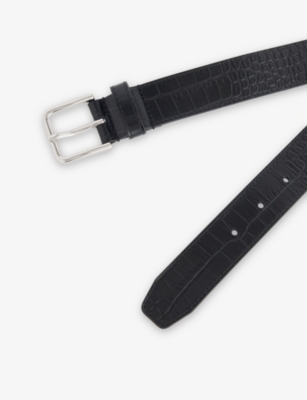 The Frankie Shop Womens Black/silver Toni Croc Leather Belt In Black