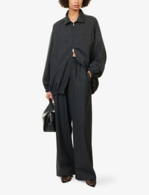 The Frankie Shop Womens Baxter Plaid Woven Trousers Dark Grey In Multi