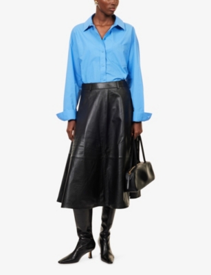 The Frankie Shop Womens Ornella Oversized Cotton-poplin Shirt Cobalt In Blue