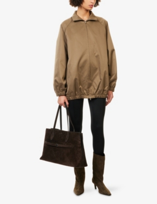 The Frankie Shop Womens Baxter Oversized Woven Track Jacket Moss Green Xxs In Brown