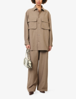 The Frankie Shop Womens Culver Cargo Woven Shirt Taupe In Brown