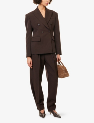 The Frankie Shop Womens  Doyer Pleated Woven Trousers In Brown