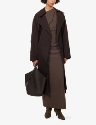 The Frankie Shop Womens Brown Mavis Oversized Woven Trench Coat Xs In Brown