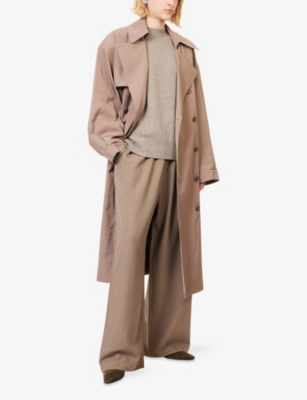 The Frankie Shop Womens Taupe Mavis Oversized Woven Trench Coat Xs In Brown
