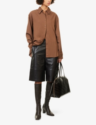 The Frankie Shop Womens Olivia Relaxed-fit Leather Bermuda Shorts Black In Black