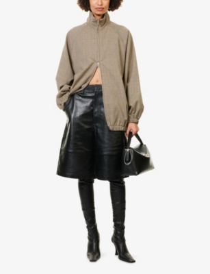 The Frankie Shop Womens Olivia Relaxed-fit Leather Bermuda Shorts Dark Brown In Brown