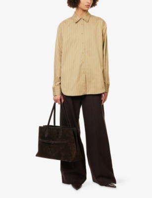 THE FRANKIE SHOP: Peri Striped Cotton-Blend Shirt