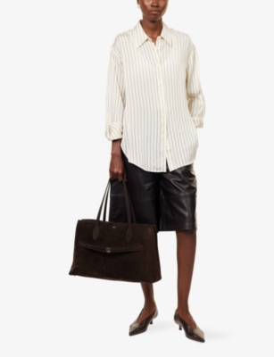 THE FRANKIE SHOP: Peri Striped Cotton-Blend Shirt