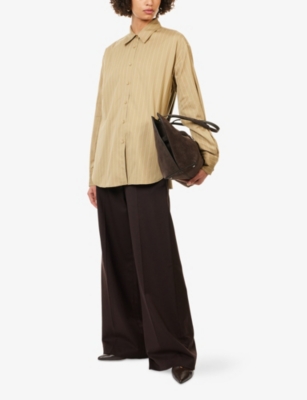 The Frankie Shop Womens Brickell Wide-leg Woven Trousers Brown Xs In Brown