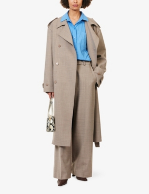 The Frankie Shop Womens Brickell Wide-leg Woven Trousers Taupe In Brown