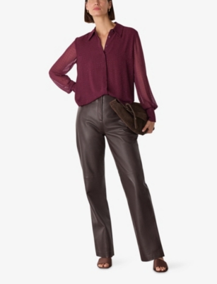 Whistles Womens Plum/claret Hot Fix Diamante-embellished Woven Blouse In Multi
