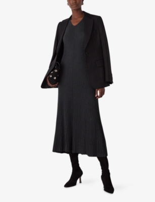 WHISTLES: Ribbed Cotton and Cashmere Midi Dress