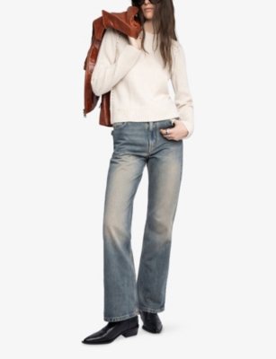Zadig & Voltaire Womens Nalty Stud-embellished Wool And Cashmere-blend Jumper Ecru Xs In Neutral