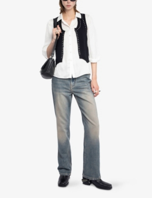 Zadig & Voltaire Womens Dublin Stud-embellished Wool And Cashmere-blend Waistcoat Black Xs In Black