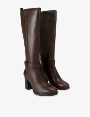 CARVELA: Silver 2 Wide-Fit Leather Heeled Knee-High Boots