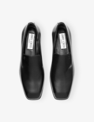 Jimmy Choo Elliot 45 Buffalo Leather Heeled Loafers In Black