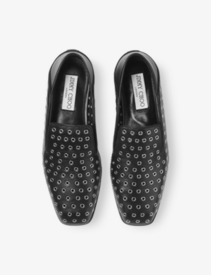 Jimmy Choo Eliot Nappa Eyelet Ballet Flats In Black