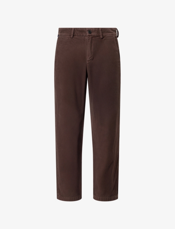 Flat Front Straight-Leg Cotton Trousers
