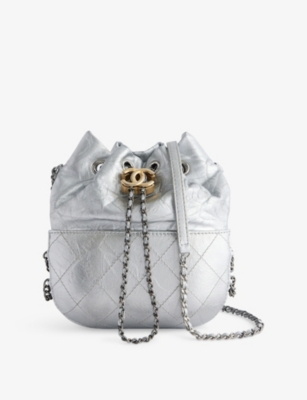 RESELFRIDGES: Pre-Loved Chanel Small Quilted Metallic Aged Gabrielle Leather Bucket Bag