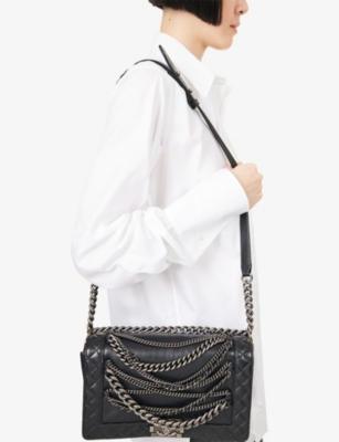 RESELFRIDGES: Pre-Loved Chanel Medium Calfskin Enchained Boy Flap Leather Shoulder Bag