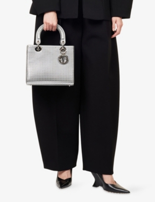 RESELFRIDGES: Pre-Loved Medium Metallic Patent Microcannage Lady Dior Leather Top-Handle Bag
