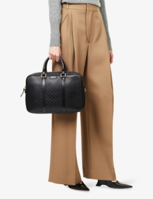 RESELFRIDGES: Pre-Loved Gucci Medium Leather Diamante Bright Leather Business Bag