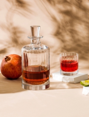 Richard Brendon Clear Fluted Large Crystal Glass Decanter In Transparent