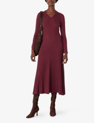 WHISTLES: Ribbed Cotton and Cashmere Midi Dress
