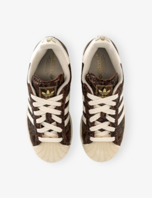 Adidas Originals Womens Snake Print Preloved Bro Superstar Ii Leather Trainers In Brown