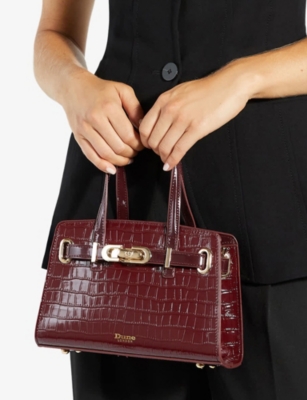 DUNE: Dinkydefine Mini Belted Crocodile-Embossed Leather Tote