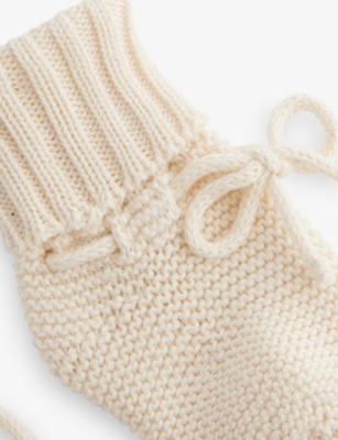 Organic Zoo Undyed Cotton-knit Booties 0-12 Months Natural In Multi