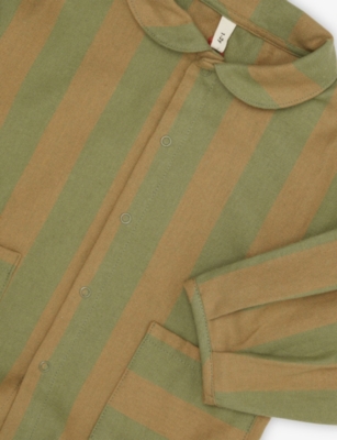 Organic Zoo Woodland Stripe Cotton Shirt 6 Months-2 Years Green/yellow In Multi