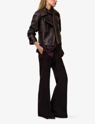 REISS: Bodie Cropped Leather Jacket