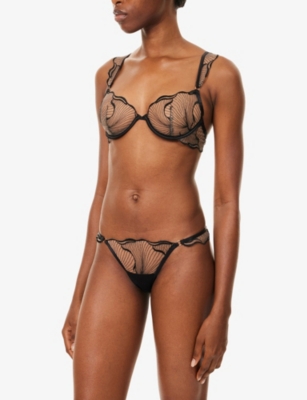 Bluebella Womens  Marabel Embroidered Sheer Lace Bra In Black