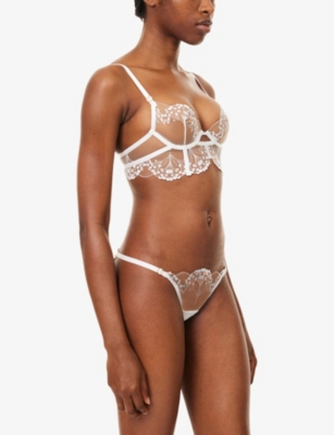 Bluebella Womens  Marisa Embroidered Mesh Briefs In White