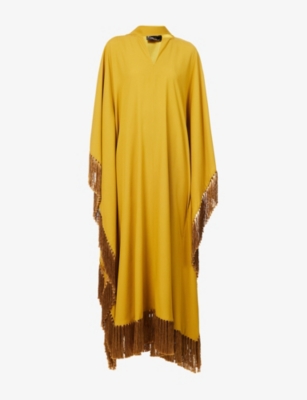 Womens Taller Marmo Hammamet Fringed Woven Kaftan