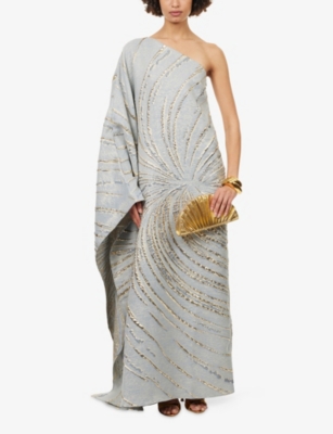 TALLER MARMO: Cannes One-Sleeve Stretch-Woven Maxi Dress