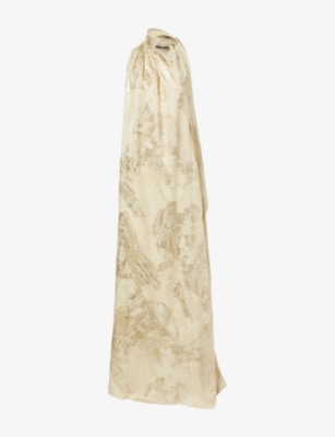 Taller Marmo Womens  Astor Scarf Silk-blend Maxi Dress In Neutral