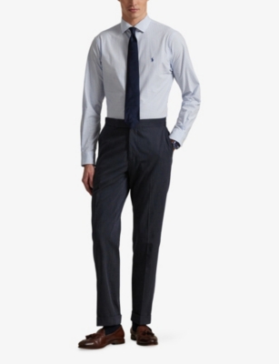 POLO RALPH LAUREN: Gingham Brand-Embroidered Stretch-Cotton Shirt