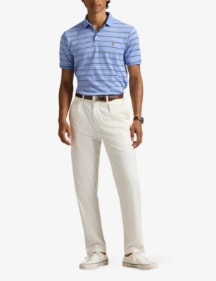 POLO RALPH LAUREN: Logo-Embroidered Striped Cotton Polo Shirt